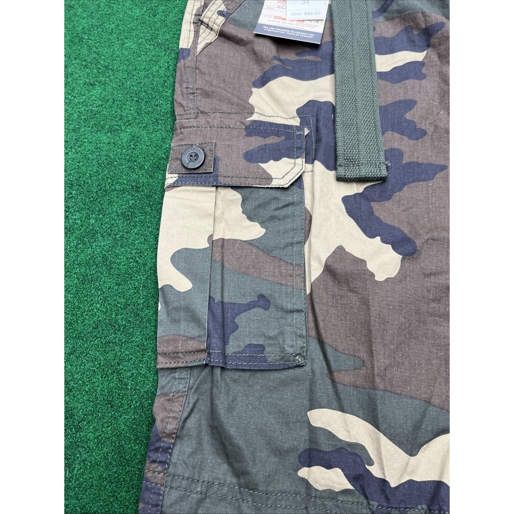 Ablanche Green Camo Cargo Shorts Belt & Pockets Mens Size 34 NWT - Picture 5 of 9